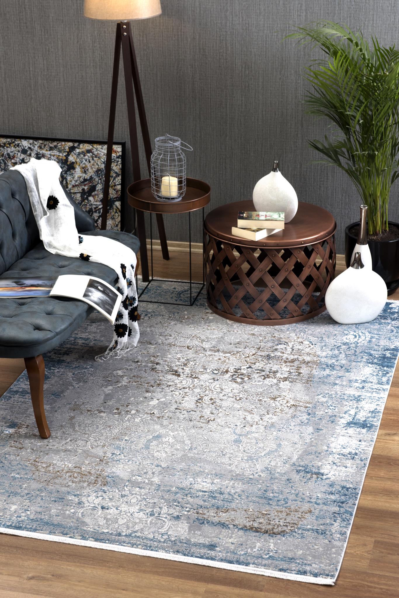 ANDROS RUG COLLECTION (AD06)(blue brown cream & white)