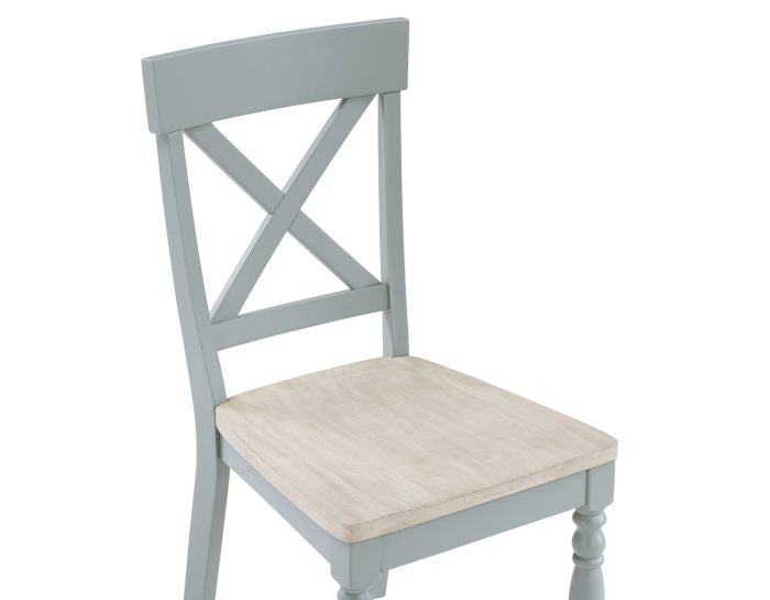 Darcy 42″ Round Dining Table & Chairs, Mint Green and Washed Linen Finish