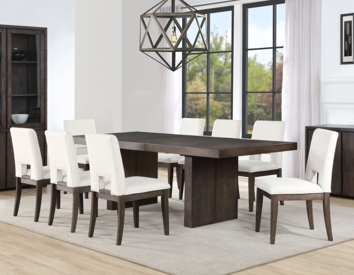 Evan 78-96-inch Dining with Eggshell Linen-Look Side Chairs
