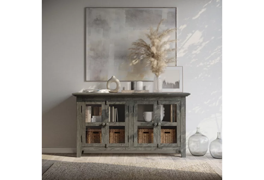 Gray 4 Door Low Cabinet
