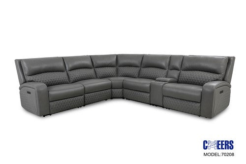 Grey Top Grain Leather Dual Power Recliner Available in Gray & Merlot