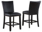 Artemis 54″ Square Gray Marble Counter Table with  Artemis Black Vegan Leather Counter Chairs