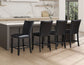 Artemis 54″ Square Gray Marble Counter Table with  Artemis Black Vegan Leather Counter Chairs
