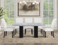Artemis 70″ Rect Gray Marble Table & Black Finish w/ White Vegan Leather Chairs