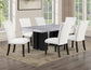 Artemis 70″ Rect Gray Marble Table & Black Finish w/ White Vegan Leather Chairs
