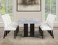 Artemis 70″ Rect Gray Marble Table & Black Finish w/ White Vegan Leather Chairs