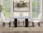 Artemis 70″ Rect Gray Marble Table & Black Finish w/ White Vegan Leather Chairs