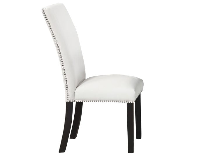 Artemis 70″ Rect Gray Marble Table & Black Finish w/ White Vegan Leather Chairs
