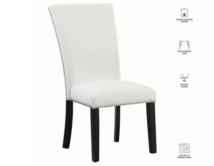 Artemis 70″ Rect Gray Marble Table & Black Finish w/ White Vegan Leather Chairs