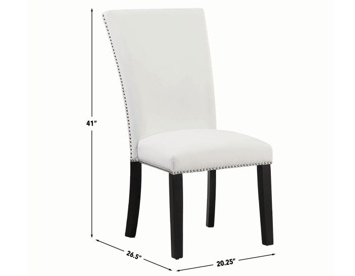 Artemis 70″ Rect Gray Marble Table & Black Finish w/ White Vegan Leather Chairs