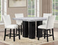 Artemis 5-piece 54″ Square Gray Marble Counter Table with Artemis White Vegan Leather Counter Chairs