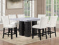 Artemis 5-piece 54″ Square Gray Marble Counter Table with Artemis White Vegan Leather Counter Chairs