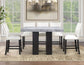 Artemis 5-piece 54″ Square Gray Marble Counter Table with Artemis White Vegan Leather Counter Chairs