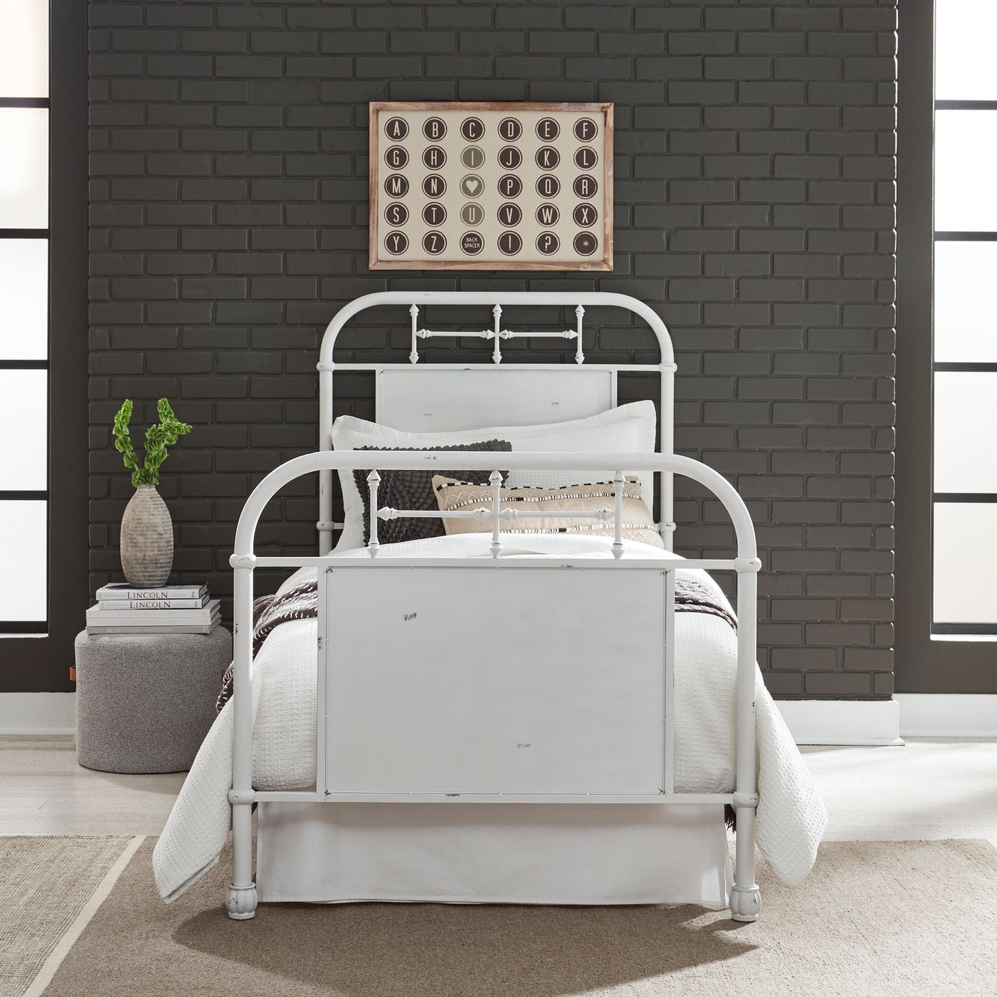 Vintage Series Metal Bed White Or Headboard Only With Nightstand
