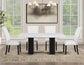 Artemis 5-Piece 70″ Rect White Marble Table, Black Finish w/ White Vegan Leather Chairs