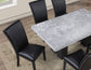 Artemis 5-Piece 70″ Rect Gray Marble Table, Black Finish w/ Black Vegan Leather Chairs