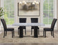 Artemis 5-Piece 70″ Rect Gray Marble Table, Black Finish w/ Black Vegan Leather Chairs