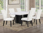 Artemis 5-Piece 70″ Rect White Marble Table, Black Finish w/ White Vegan Leather Chairs