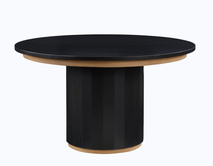 Magnolia Black Round Dining Set with Wooden Seat Chair (52 inch)