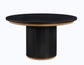 Magnolia Black Round Dining Set with Wooden Seat Chair (52 inch)