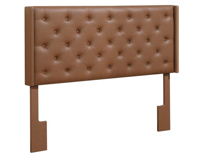 Maria Queen/Full Button-Tufted Vegan Leather Headboard