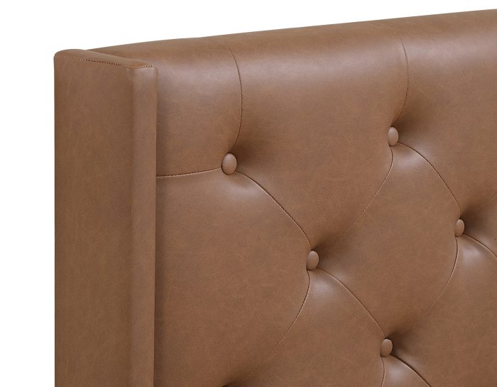 Maria Queen/Full Button-Tufted Vegan Leather Headboard