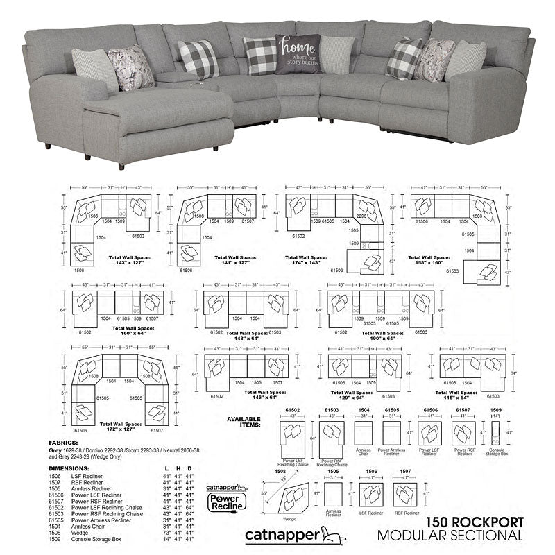 Rockport 3pc Power Reclining Sectional