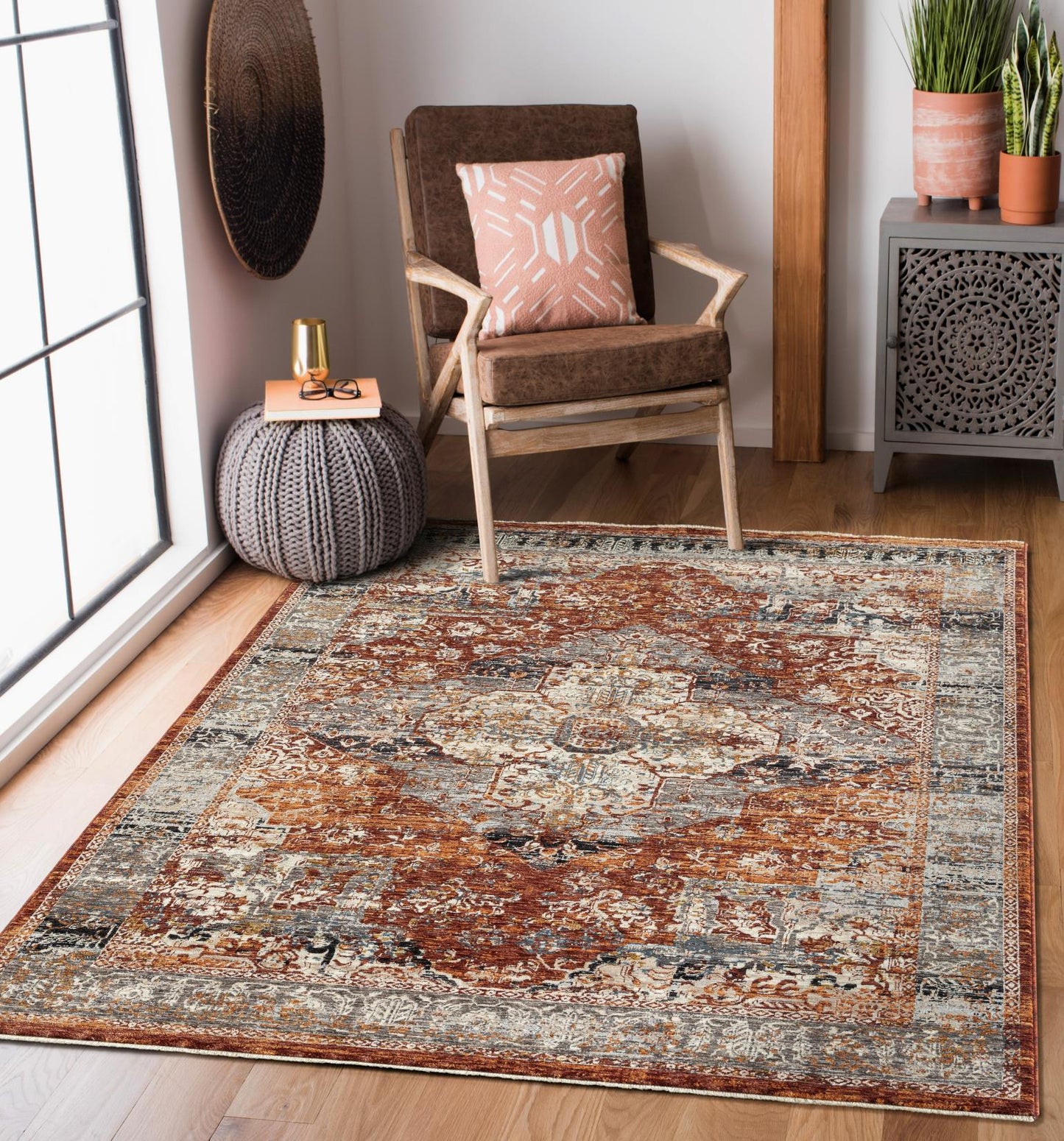 AMELIA RUG COLLECTION (AM01)  (Colors: Charcoal, Rust and Peach)