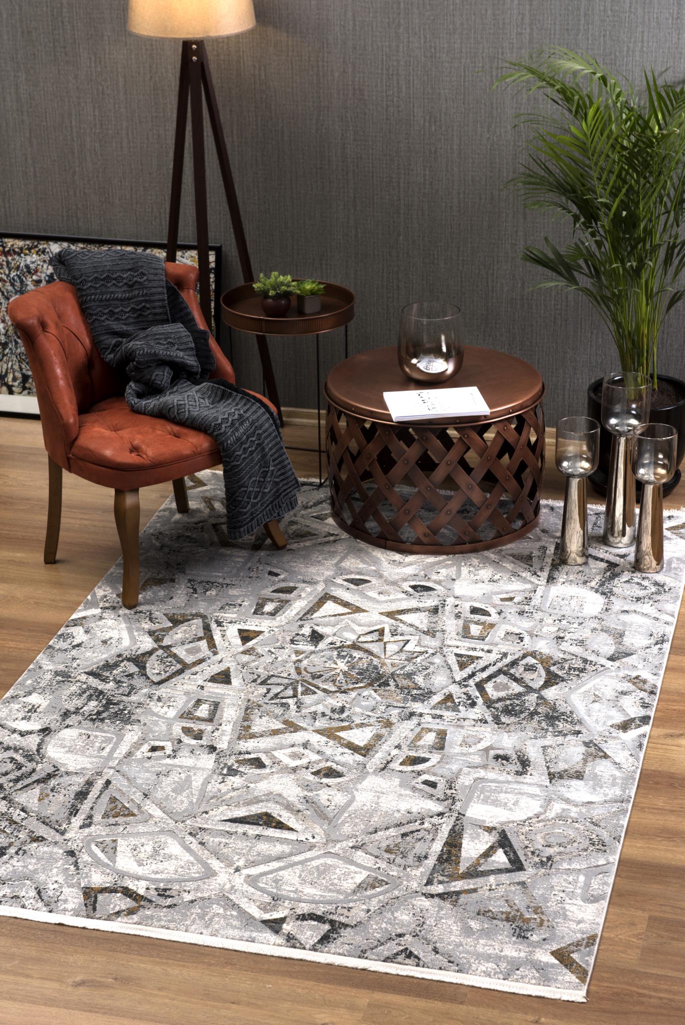 ANDROS RUG COLLECTION (AD03) (Gray Gold & White)