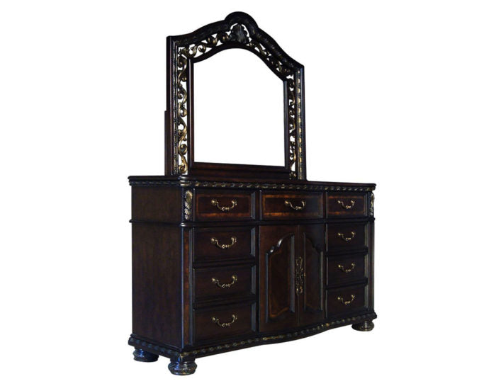 Monte Carlo Queen or King Bed-Dresser-Mirror-Chest-Nightstand-Media Chest