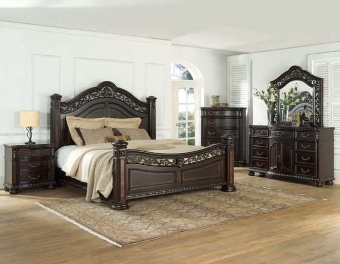 Monte Carlo Queen or King Bed-Dresser-Mirror-Chest-Nightstand-Media Chest