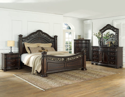 Monte Carlo Queen or King Bed-Dresser-Mirror-Chest-Nightstand-Media Chest