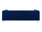 Charlene Blue Velvet Button Tufted Rolled Arm Chesterfield Sofa & Loveseat