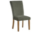 Artemis 70″ Rect White Marble Table, Tan Finish w/ Green Velvet Chairs
