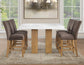Artemis 5-Piece 54″ Square White Marble Counter Table, Sand Finish w/ Brown Velvet Counter Chairs