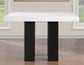 Artemis 54″ Square White Marble Counter Table with  Black Vegan Leather Counter Chairs