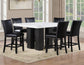 Artemis 54″ Square White Marble Counter Table with  Black Vegan Leather Counter Chairs