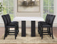 Artemis 54″ Square White Marble Counter Table with  Black Vegan Leather Counter Chairs