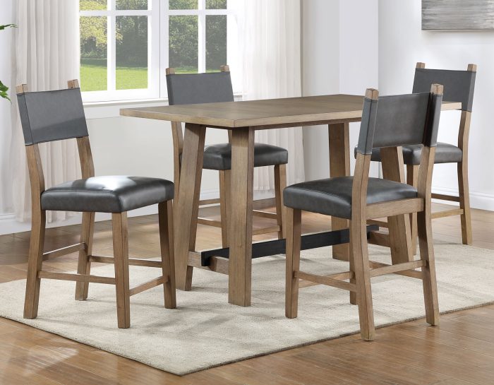 Aubrey Counter Table & Chairs, Driftwood Finish