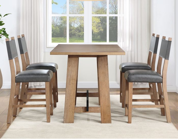 Aubrey Counter Table & Chairs, Driftwood Finish