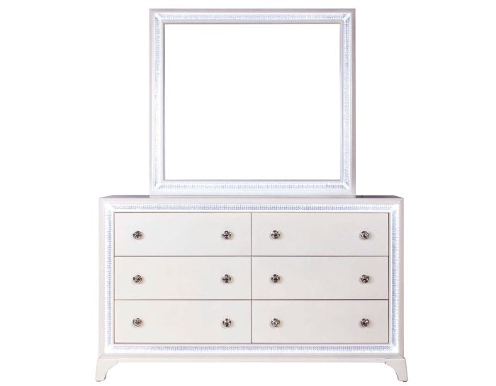 Cassie Illuminating Glam Queen Bed-King Bed-Chest-Nightstand-Dresser-Mirror