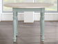 Darcy 42″ Round Dining Table & Chairs, Mint Green and Washed Linen Finish