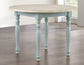 Darcy 42″ Round Dining Table & Chairs, Mint Green and Washed Linen Finish