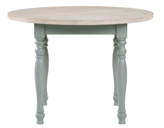 Darcy 42″ Round Dining Table & Chairs, Mint Green and Washed Linen Finish