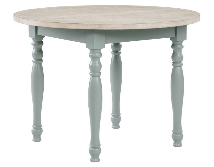 Darcy 42″ Round Dining Table & Chairs, Mint Green and Washed Linen Finish
