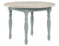 Darcy 42″ Round Dining Table & Chairs, Mint Green and Washed Linen Finish