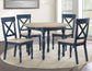 Darcy 42″ Round Dinning Table & Chairs, Midnight Blue and Natural Finish