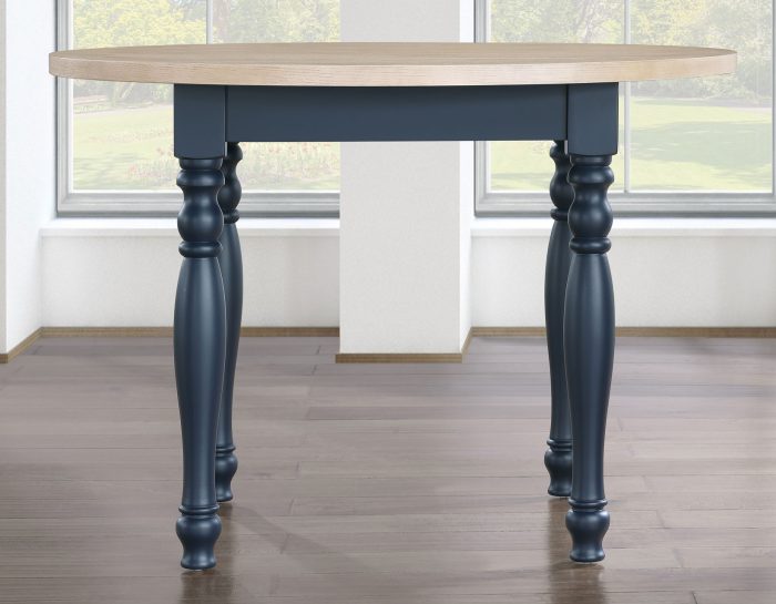 Darcy 42″ Round Dinning Table & Chairs, Midnight Blue and Natural Finish