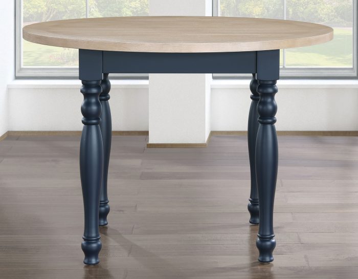 Darcy 42″ Round Dinning Table & Chairs, Midnight Blue and Natural Finish