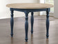 Darcy 42″ Round Dinning Table & Chairs, Midnight Blue and Natural Finish